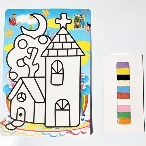 색모래모자이크(교회)1봉 구성 - 교회 접착판(가로 20.5+세로 27.5cm), 모래 세트 10p