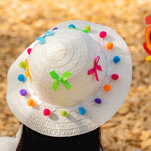 뿅뿅이 밀짚모자 꾸미기 모자만들기 어린이만들기키트 여름만들기 유마미술재료 초등미술
