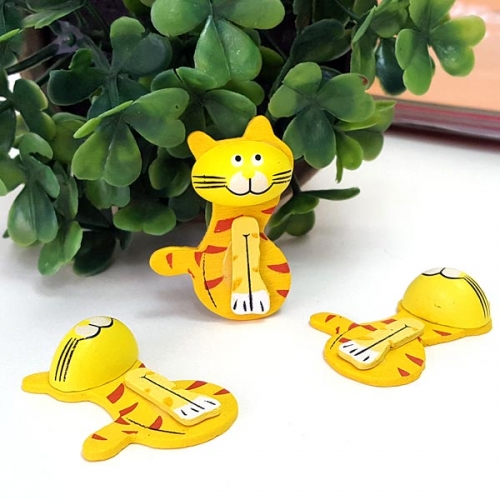 고양이 나무비즈 노랑 (6개 1세트)