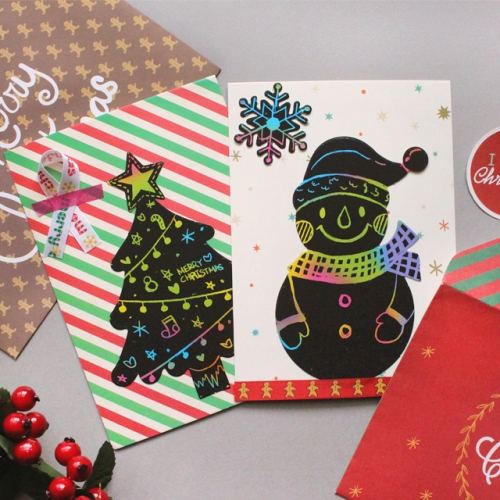 크리스마스 스크래치 카드&봉투 10SET