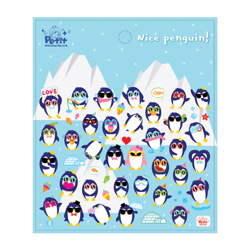 DA5615 Nice penguin 나이스 펭귄 쁘띠팬시 캐릭터 동물 스티커 다이어리 유아 캐스팅 펭귄