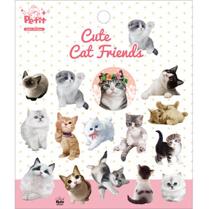 DA5441 Cute Cat Friends 큐트 캣 프렌즈 쁘띠팬시 캐릭터 동물 스티커 다이어리 고양이