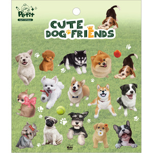 DA5440 Cute Dog Friends 큐트 독 프렌즈 쁘띠팬시 캐릭터 동물 스티커 다이어리 강아지 개